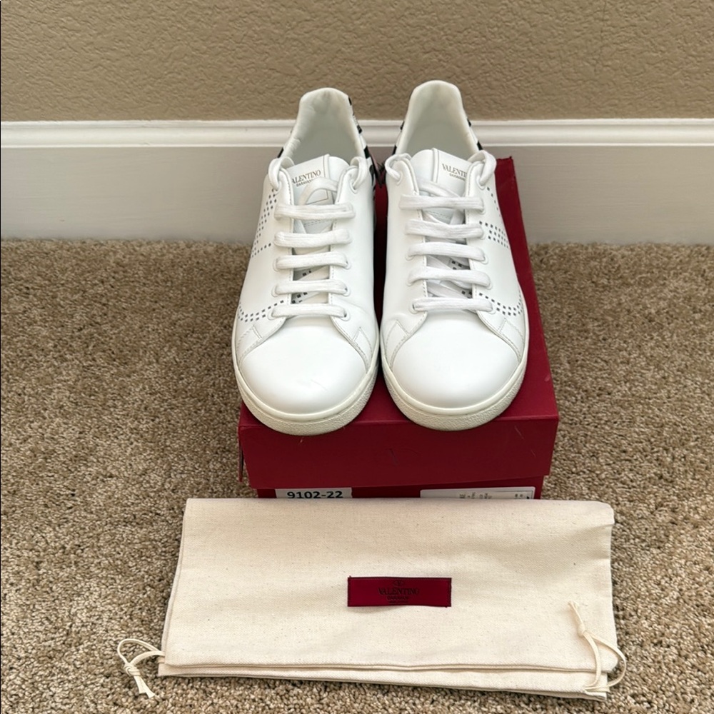 Valentino White Leather Casual Sneakers